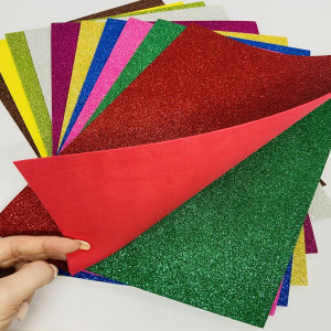 Цветной мягкий пластик-фоамиран А4 Yixin Creatiuidades, глиттерный с блестками, 2 мм, 10 листов, 10 цветов - 20×30cm