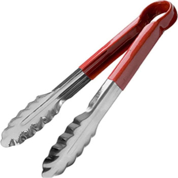 Щипцы кухонные овальные металлические с силиконовой ручкой маленький DL-808-S 17.5cm
