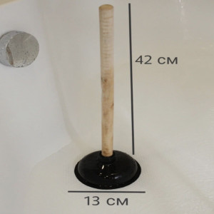 Вантуз с деревянной ручкой (черный, большой) DL-687