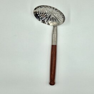 AZIM-4-1 Шумовка для казана с деревянной ручкой, усиленный, нержавеющая сталь, 44см