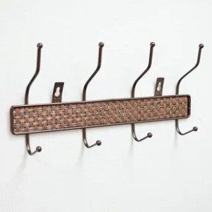 Вешалка настенная на 4 крючков (коричневый)
