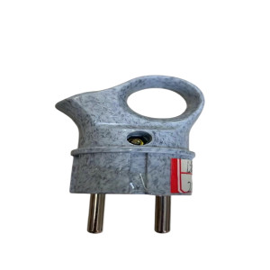 Вилка электрическая с хвостом кольцо  серый