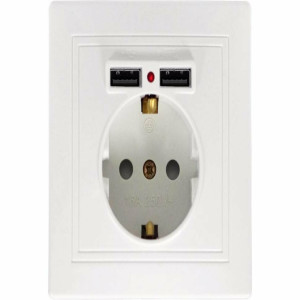 Розетка ЭЛЕКТР, одноместная для скрытой установки рассвет с двумя USB