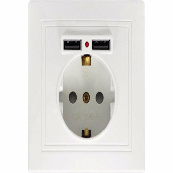 Розетка ЭЛЕКТР, одноместная для скрытой установки рассвет с двумя USB