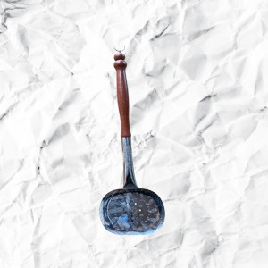 SZ-25001  Шумовка для казана с деревянной ручкой, усиленный, нержавеющая сталь,Большая. 60см