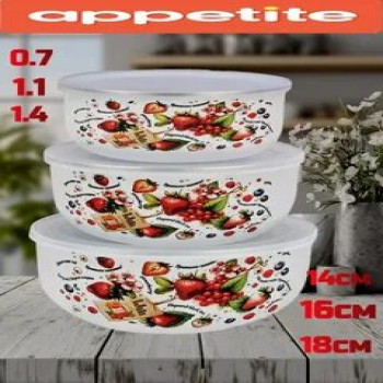 Набор мисок эмал 3пр пласт/кр Ягодный микс TM Appetite