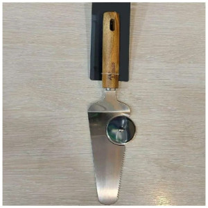 Лопатка кухонная с деревянной ручкой с тесторезом - HM-29