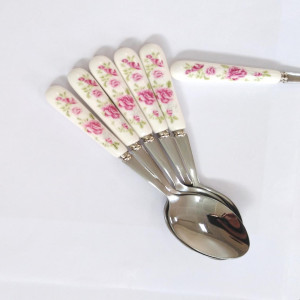 Набор чайных ложек с керамической ручкой (цветочек) -  AH8-38A